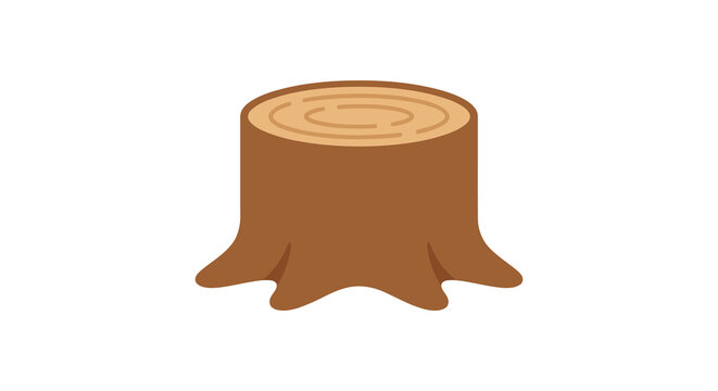 Wooden tree stump illustration with visible growth rings on a white background