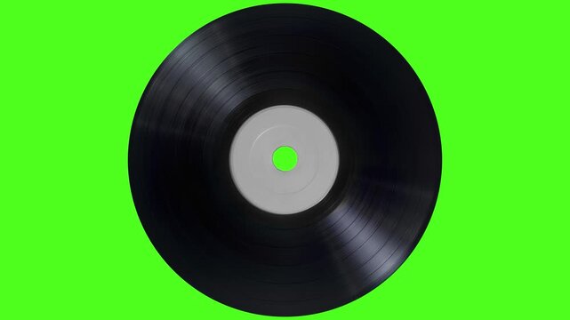 Spinning Vinyl Record Isolated on Green Screen Seamless Loop