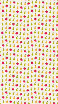 Cartoon fruits pattern with tomatoes and pears