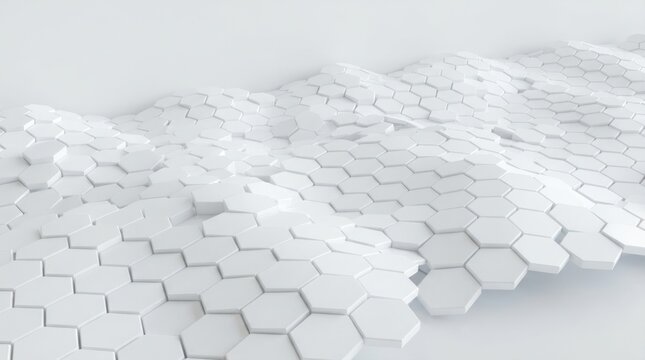 Abstract White Hexagonal Mosaic Tile Surface Pattern.