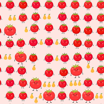 Cartoon tomatoes and pears pattern