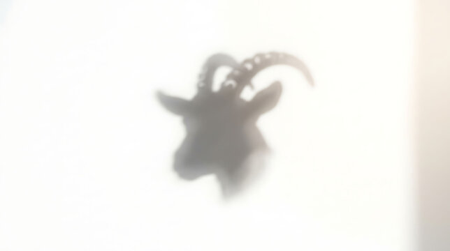 Abstract shadow of a goat head profile on a white background with animal profile