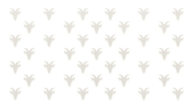 Seamless pattern with stylized goat head silhouettes on white background