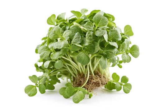 Fresh Watercress Bunch with Green Leaves and Roots