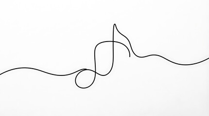 Obraz premium Continuous line drawing of a single musical note on a staff representing melody and sound with continuous minimalist illustration