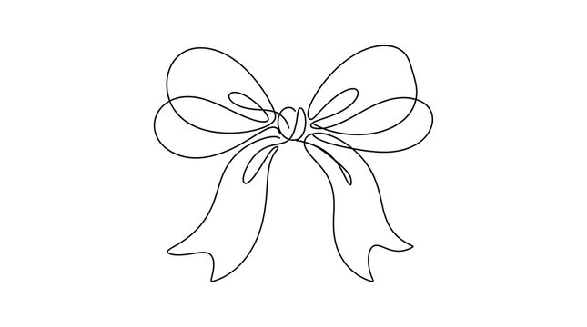 Continuous single line drawing of decorative ribbon bow with continuous minimalist decorative celebration minimalism illustration