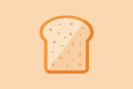 flat vector icon of a single bread slice on a warm solid background