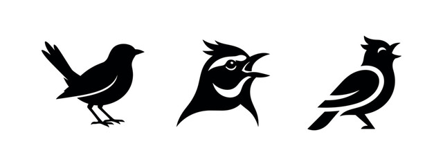 Obraz premium Stylized Singing Songbird Silhouettes for Music and Nature Themes