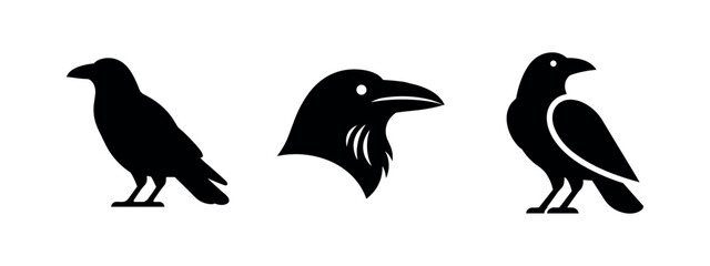 Obraz premium Abstract Crow and Raven Silhouettes for Intelligent Bird Concepts