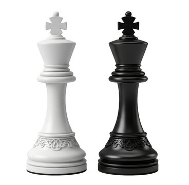Black and white chess kings. Strategy game pieces representing leadership and competition.