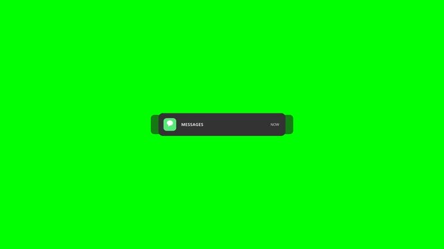 New Message Notification Pop-Up Animation on Green Screen, Modern Chat Alert UI Motion Design Template	