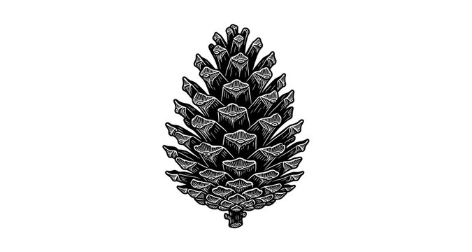 Vintage Engraved Pinecone Vector Illustration - Autumn and Winter Nature Sketch