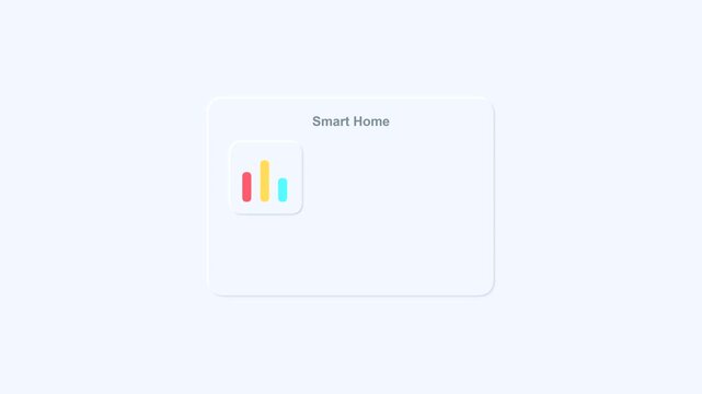 Smart home app interface animation with data charts