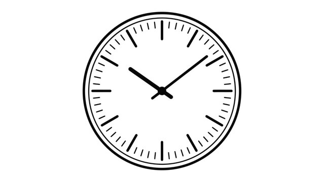 Minimalist Wall Clock: A clean and simple analog clock face, featuring black hour and minute hands on a white dial, with subtle minute markers and Roman numerals.