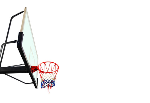 Empty Basketball Goal with Copy Space on White Background.