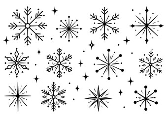 Obraz premium Hand Drawn Snowflake and Winter Sparkle Doodle Collection
