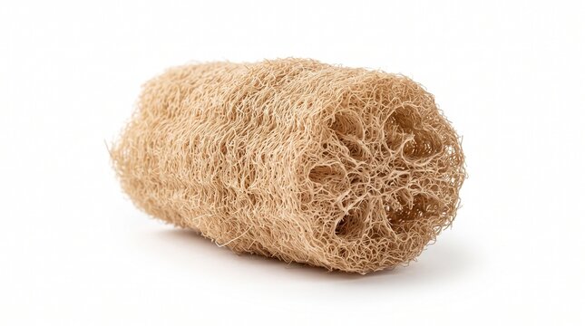 Natural loofah sponge isolated on white background with copy space