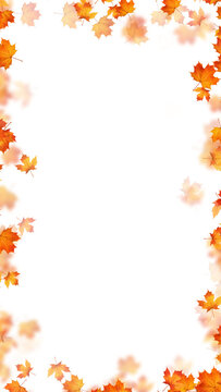 colorful autumn leaves border frame isolated on transparent background,png blur leaf thanksgiving and Halloween celebration video stream overlay vertical social media design element