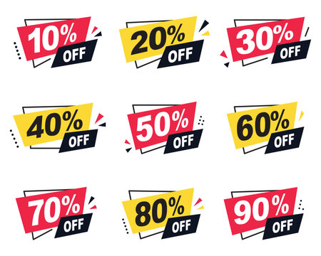 Set of Sale Discount Banners and Special Offer Labels