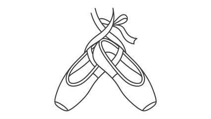 Ballet Slippers Hanging: A pair of delicate ballet slippers, tied with ribbons, hangs suspended, symbolizing grace and the art of dance. © MahfujaSultana
