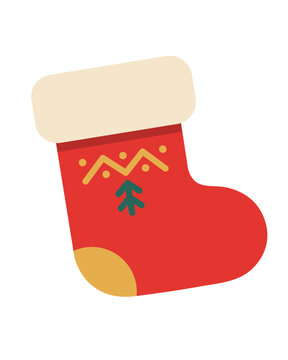 American Christmas Stocking Flat Vector Icon
