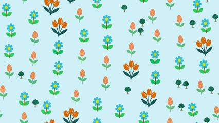 Stylized Floral and Tree Pattern © Shelia