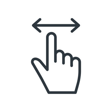Hand pointing with swipe arrow line icon vector for touchscreen navigation and interface