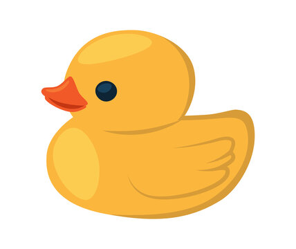 Duck vector illustration featuring a rubber duck icon with sunglasses, playful logo design for children, toys, summer