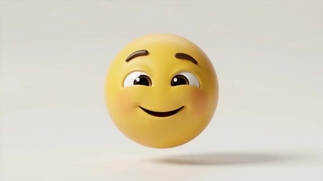 A 3D animated yellow emoji face transitioning through different emotions, starting from crying with tears to being surprised and ending with a happy smiling expression on a white background