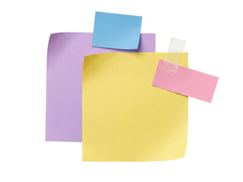 Colorful sticky notes layered together with adhesive tape