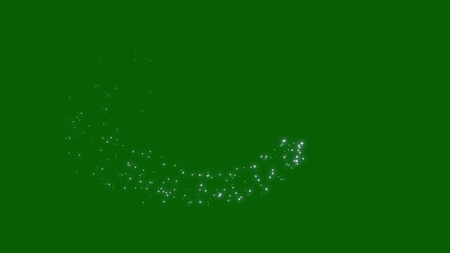 Doodle cartoon twinkling stars with glitter burst effect, glittering star dust trail sparkling particles, glitter star sparkle effects as white cartoon blinking stars on green screen.4k video