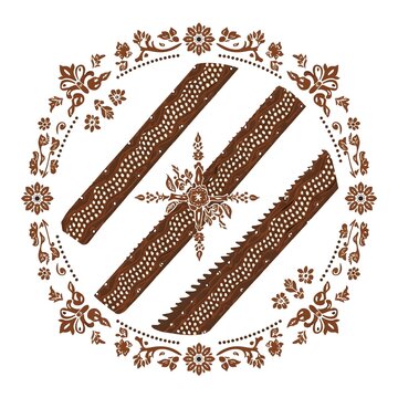 Traditional Javanese Batik Ornament Parang Pattern Sogan Brown Isolated On White Background