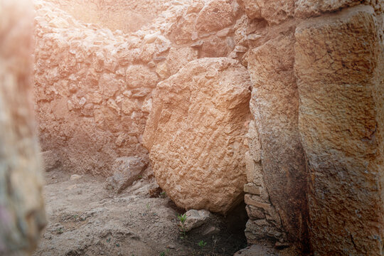 Empty Tomb with Rolled Round Stone in Biblical Easter Style