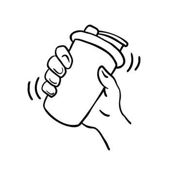 Hand shaking a protein shaker bottle for gym workout nutrition preparation.