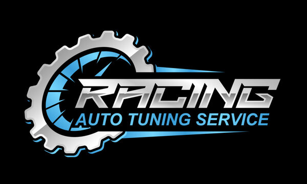 racing auto tune up automotive gear logo business editable text effect font style template design