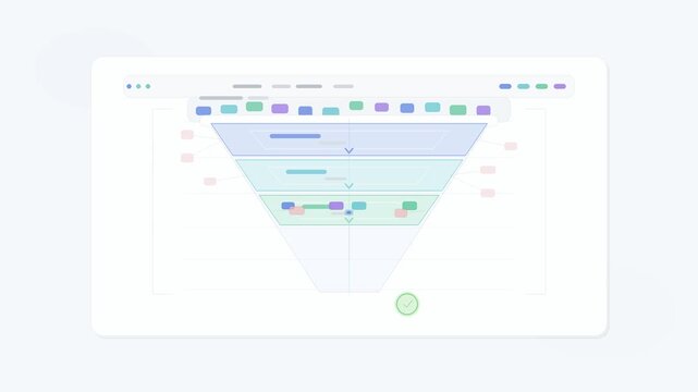 Digital marketing sales funnel animation video showing lead generation and customer conversion stages in modern graphic motion