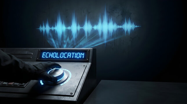 A gloved hand turning a glowing dial on a technological control
