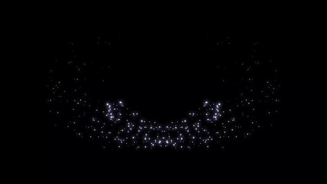 Glowing sparkle stars line animation, white twinkling particles shimmer, magic glitter dust trail, curved star motion burst, sparkle transition effect on black background.4k loop animation
