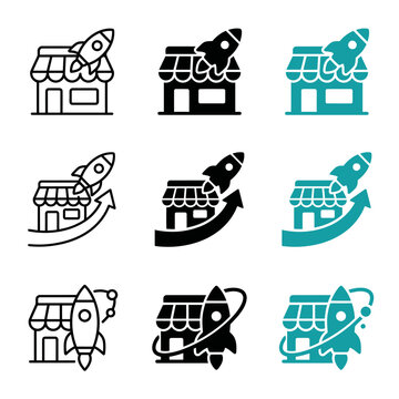 Retro Style Rocket Launching From Buildings Set