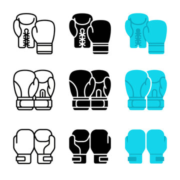 Set Of Boxing Gloves Icon Variations