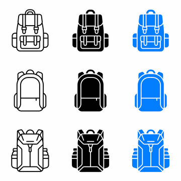 Set Of Different Style Backpack Illustrations