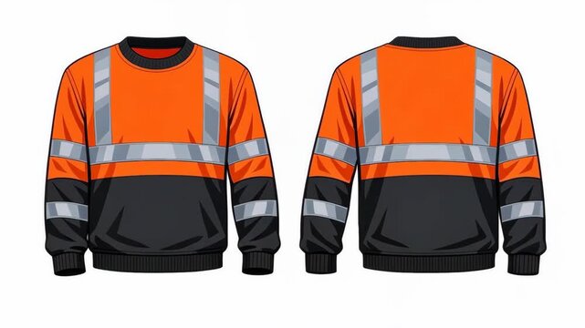 High-Visibility Safety Sweatshirt with Reflective Stripes - Front and Back View