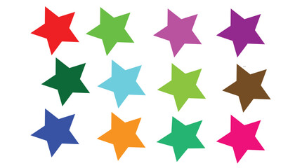 Obraz premium Colorful star icon set vector collection with flat design shapes isolated on a clean white background background asset