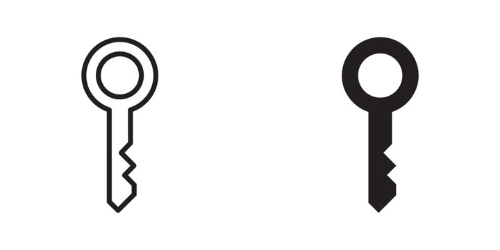 Key line and solid vector icon set isolated on white background