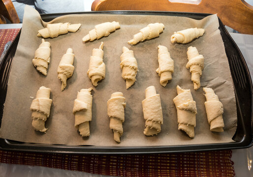 Pastry on cookie sheet