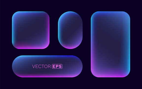 Abstract glassmorphism shapes with vibrant neon gradient glow.