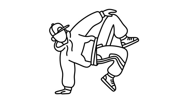 Breakdancer Line Art Illustration in Hip Hop Pose