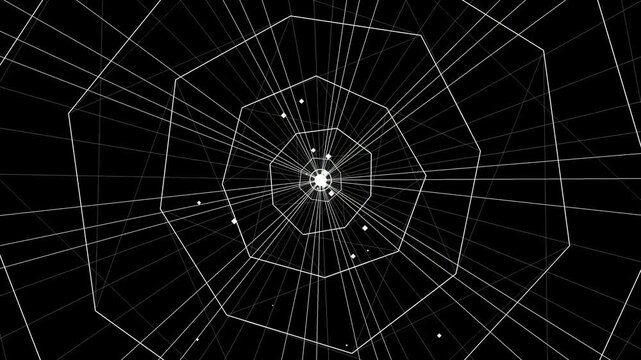 Black and white abstract Geometric Dimensional Portal Motion Loop