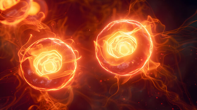 3D scientific illustration of meiosis showing chromosome division, genetics, and cell reproduction.
