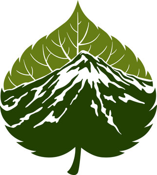 Mountain and Leaf Emblem Logo for Nature and Outdoor Branding